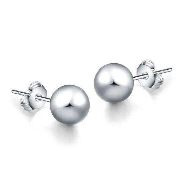 925 Sterling Silver 6MM Round Smooth Solid Ball Stud Earrings Fashion Wedding - Picture 6 of 6